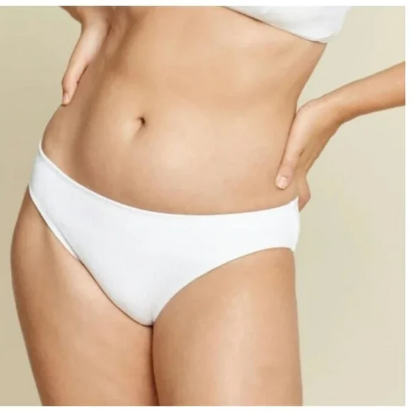 Andie Swim The Bikini Bottom in Ivory Cream White Ribbed Size Large Coconut NEW - Picture 4 of 11